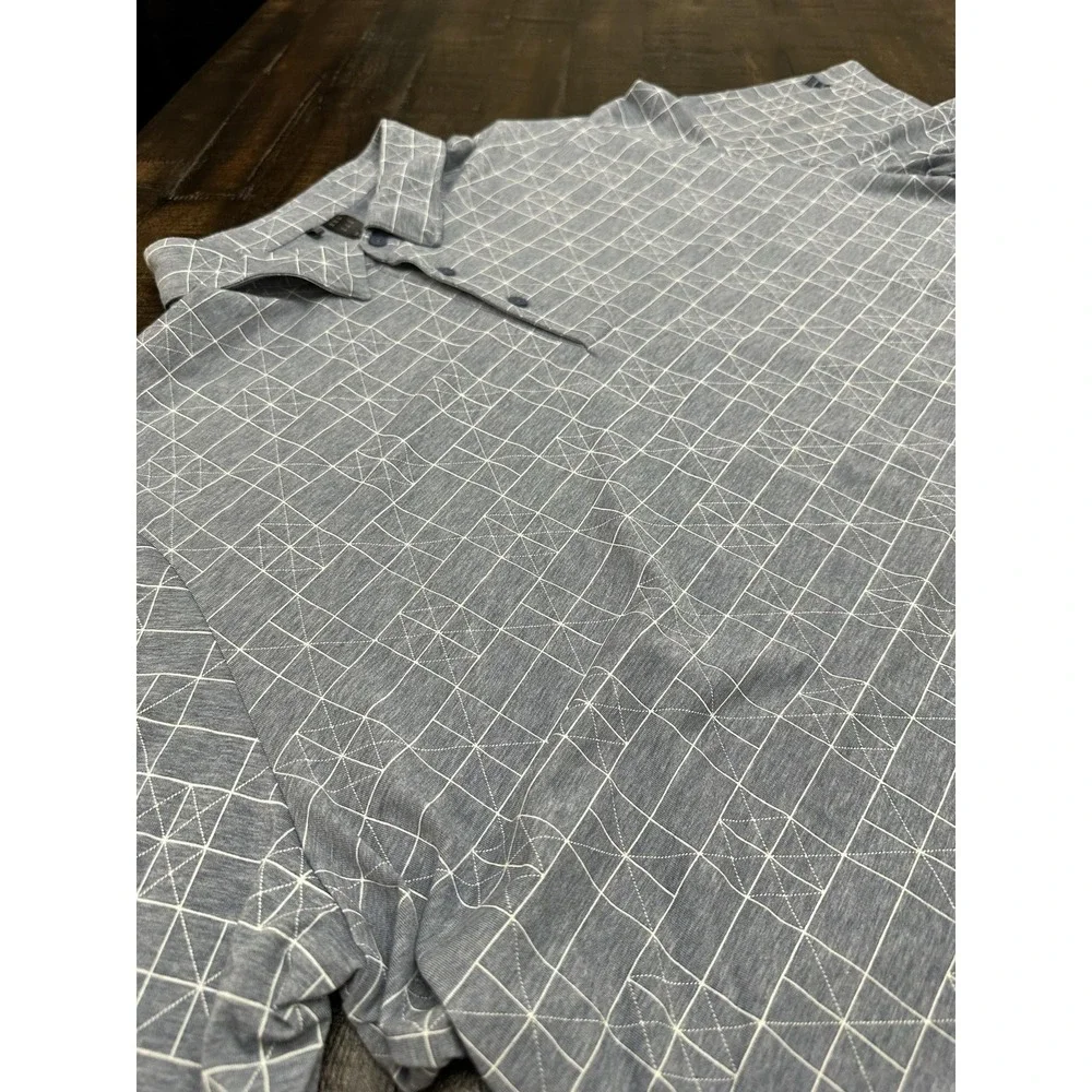 Adidas Polo Shirt Mens 3XL Blue Geometric Bentwater Golf Stretch Performance